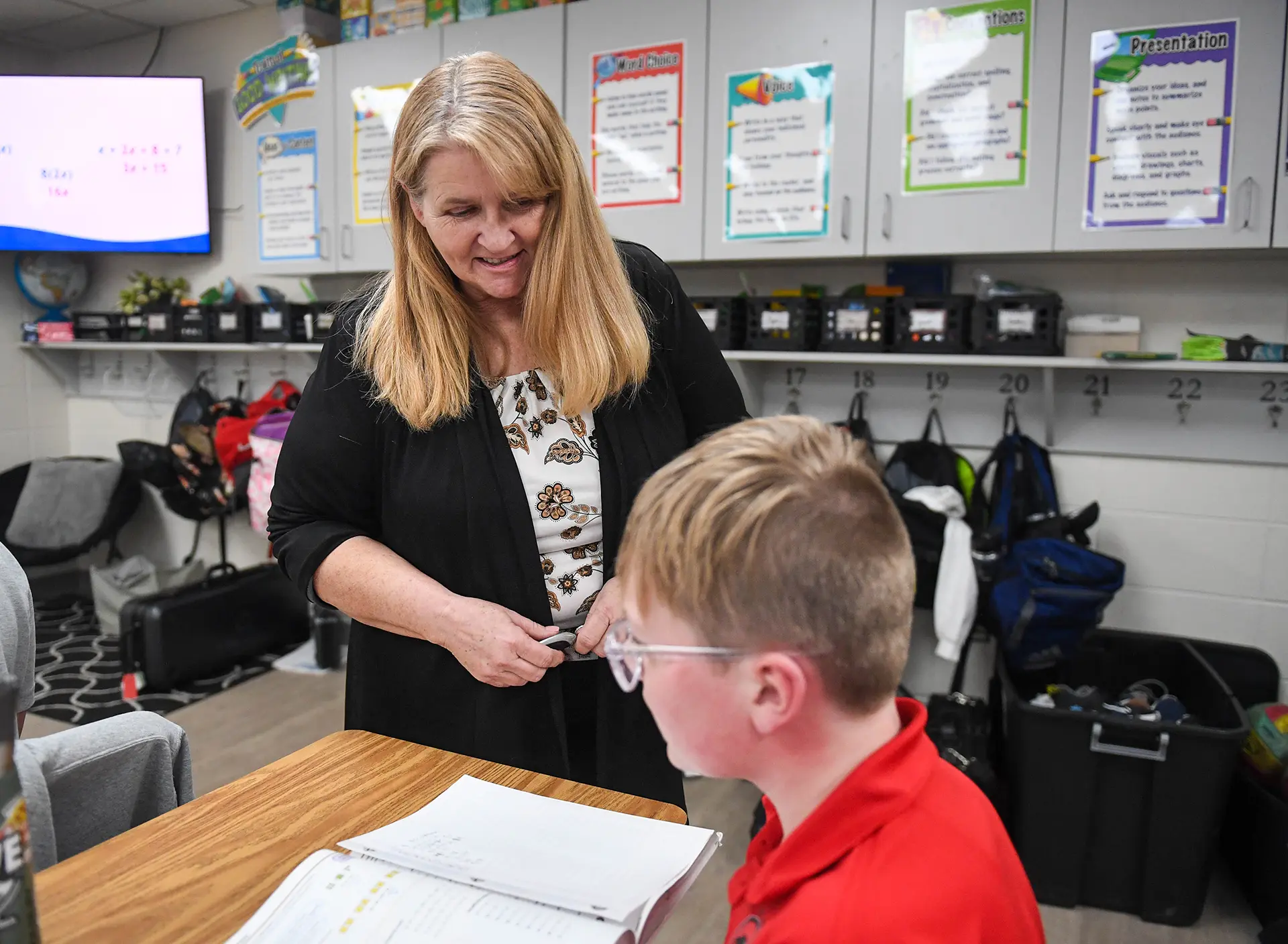 Rose Dunlap with a student